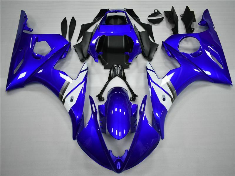 Verkleidungs-Einspritz-Kunststoff-Set mit Bolzen, passend für Yamaha 2005 YZF-R6, Blau, Weiß, generisch