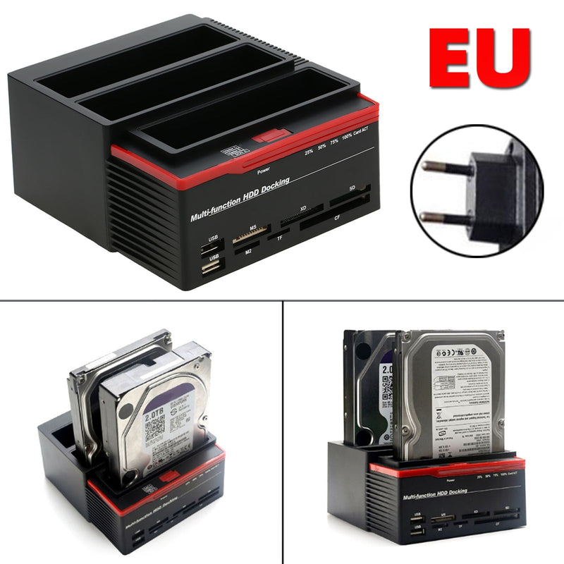 Multifunktions 2.5 3.5" HDD Dockningsstation UKB 3.0 Clone Hard Drive EU