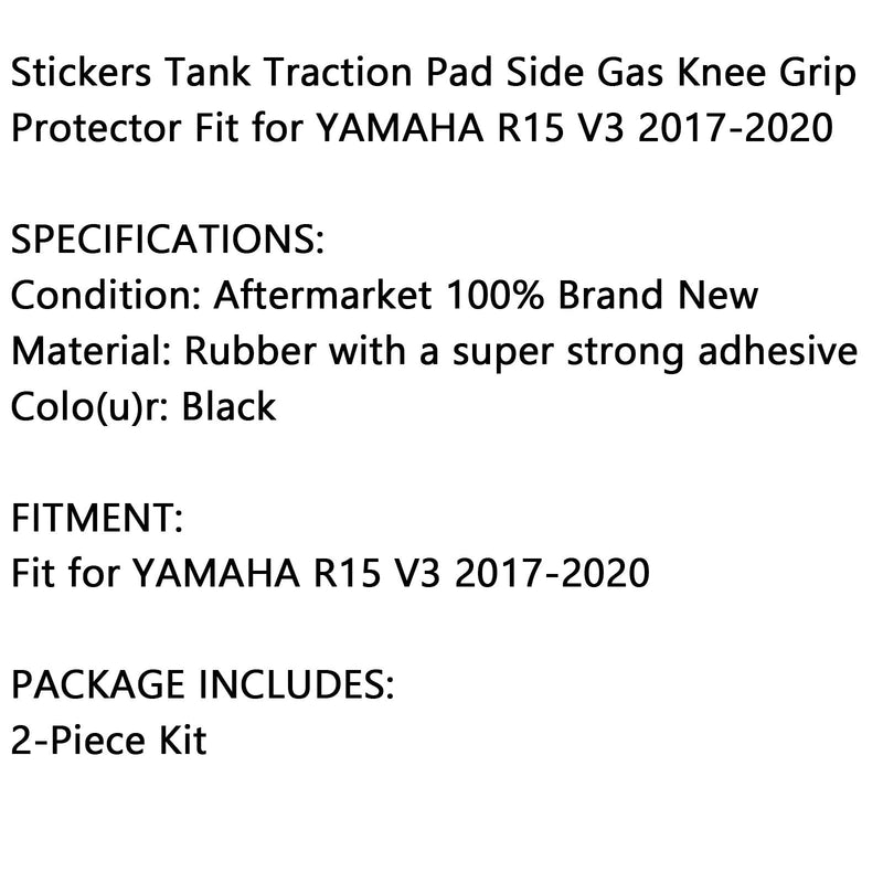 Para bocznych podkładek ochronnych zbiornika, odpowiednia do Yamaha R15 V3 2017-2020, gumowa, czarna, ogólna