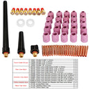 58-teiliges WIG-Schweißbrenner-Stubby-Gaslinsen-Verbrauchsmaterial-Cup-Kit für Wp-9/20/25