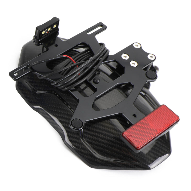 Suporte de para-lama traseiro LED de fibra de carbono real para Honda CB650R 2021+ Genérico