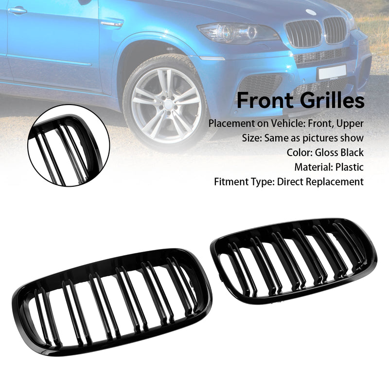 BMW X6 M (E71) 2009-2014 Zderzak przedni Grill nerkowy Grill czarny błyszczący