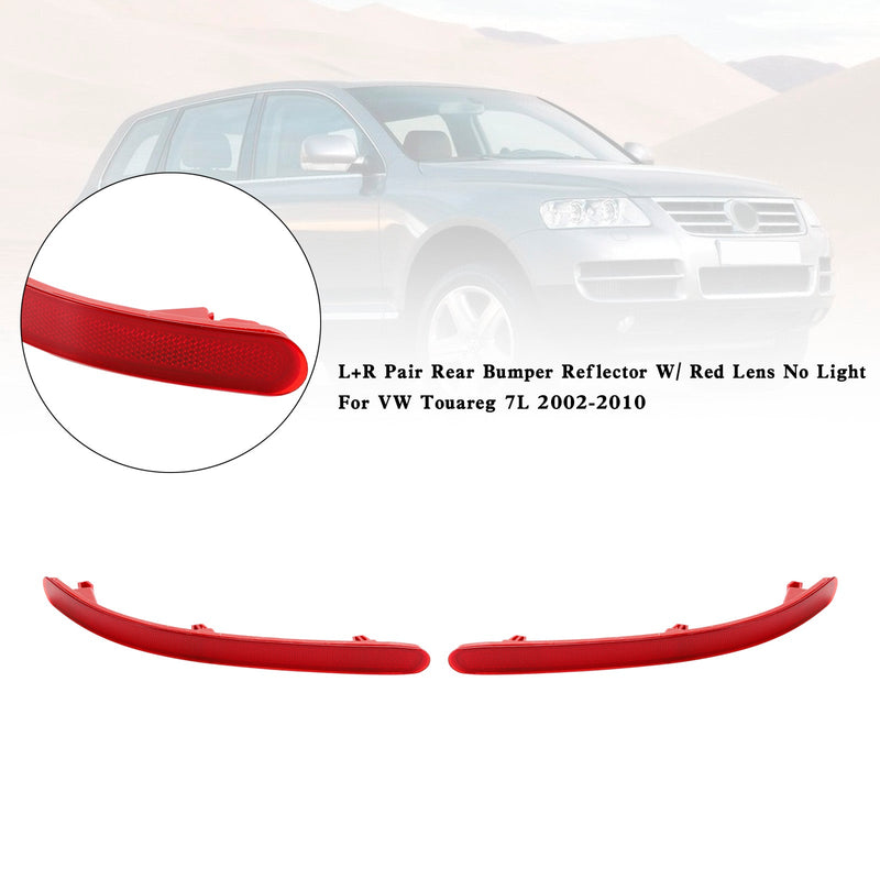 VW Touareg 7L 2002-2010 L+R Par de reflectores de parachoques trasero con lente roja, sin luz