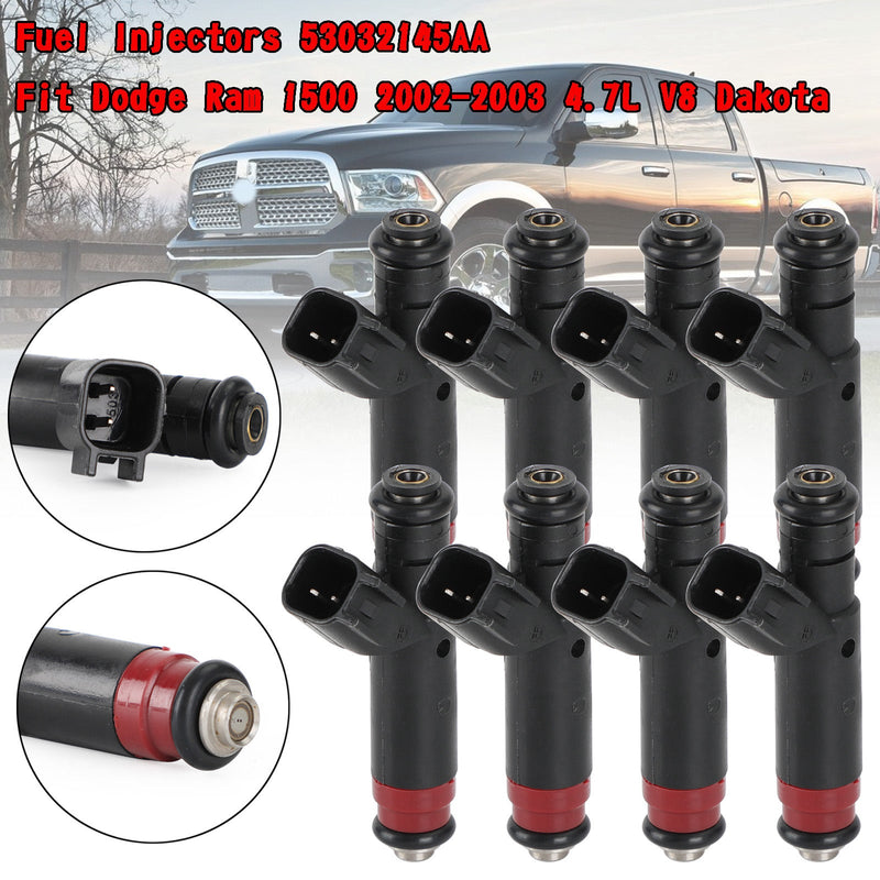 8 x injetores de combustível 53032145AA Fit Dodge Ram 1500 2002-2003 4.7L V8 Dakota Generic