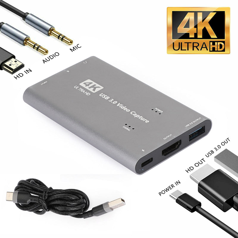 4K 1080p 60 fps HD to USB 3.0 Video Capture Card Game Live Recorder Plug and Play