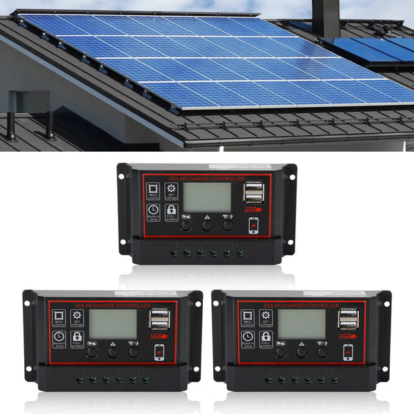 10A/20A/30A Solpanelsregulator Laddningskontroll PWM LCD Dubbel USB 12V/24V