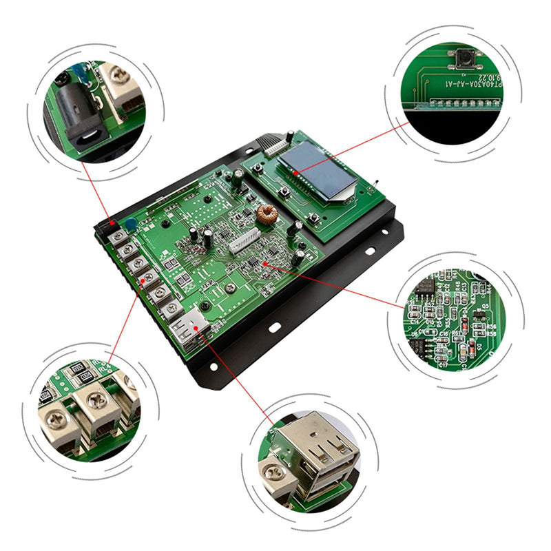 60A solcelleladekontroller med automatisk MPPT-teknologi og LCD-fargeskjerm