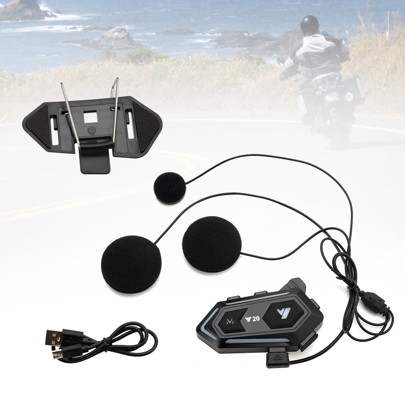 Casco Bluetooth Auriculares Auriculares Reproductor inalámbrico Universal Y20 para motocicleta