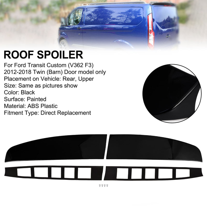 Ford Transit Custom 2012-2023 Spoiler dachowy tylny podwójny w kolorze czarnym błyszczącym