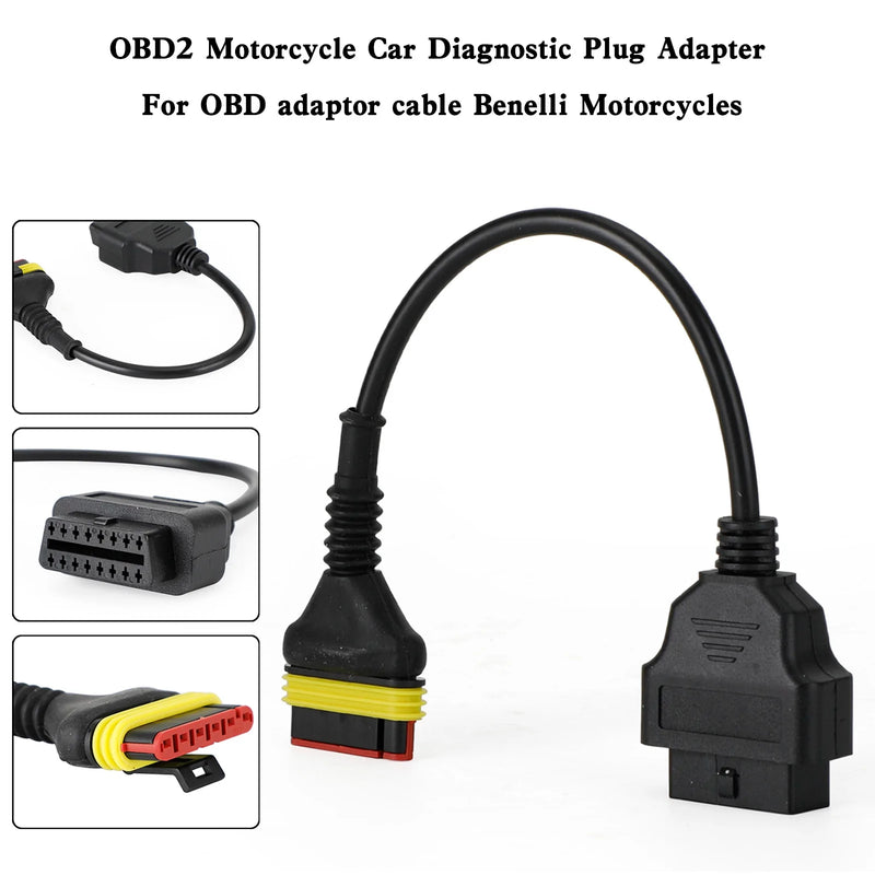 OBD2 6-stift diagnostisk kodläsare Adapter Scannerkabel för Benelli Motorcykel