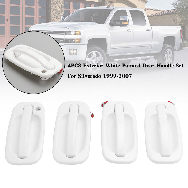 Silverado 1999-2007 Conjunto de maçaneta de porta externa pintada de branco de 4 peças 19356468, 19356470, 19356469, 19356467