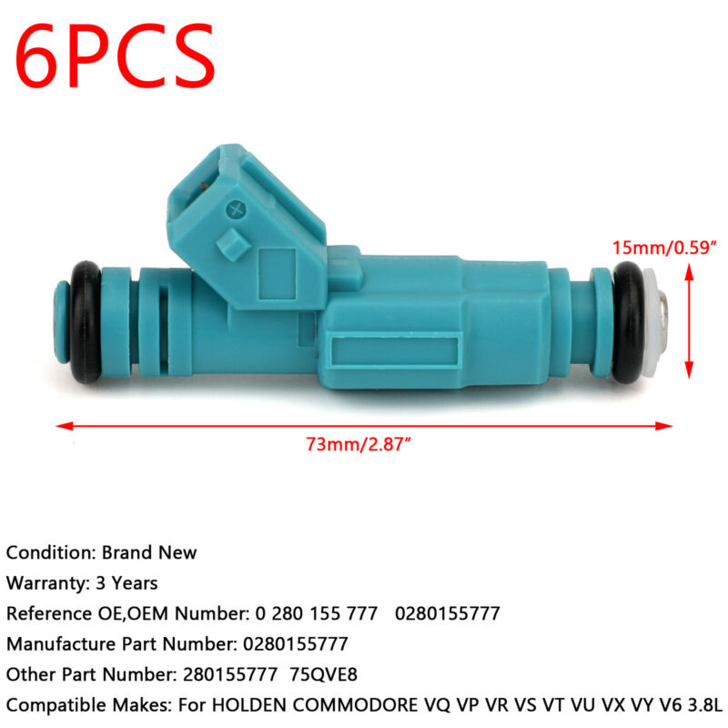 VT 304 Para injetores Holden Commodore VS Fuel V8 6pcs VR VX T5 5L VP VN Genérico