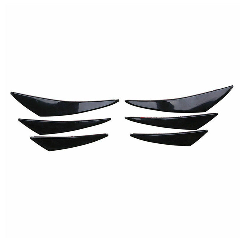 Paket med 6 Universal Black Gloss Bil/Auto främre stötfångare fenor Spoiler Canards Refit