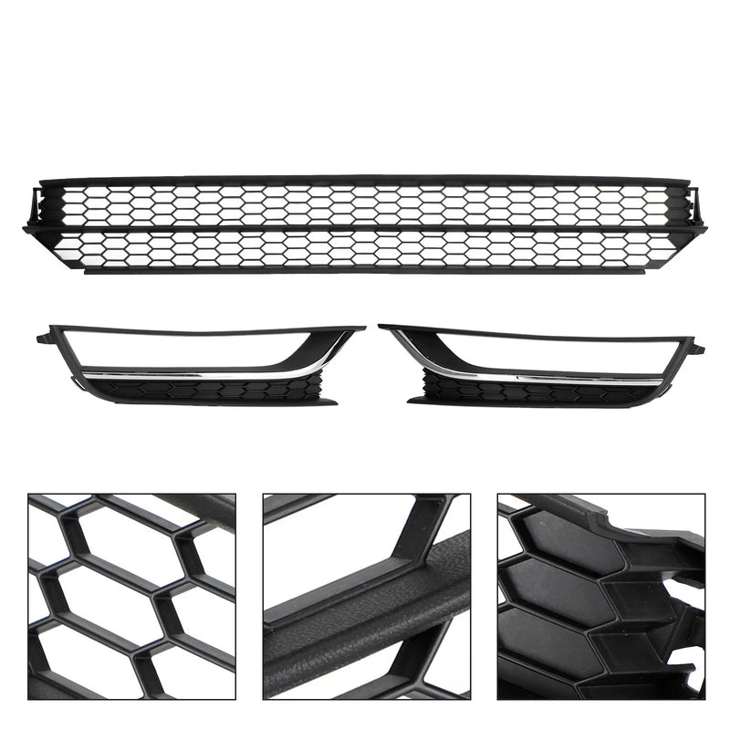 VW Passat 2012-2015 Front Nedre Grill Grill Tåkelys Deksel Black & Chrome