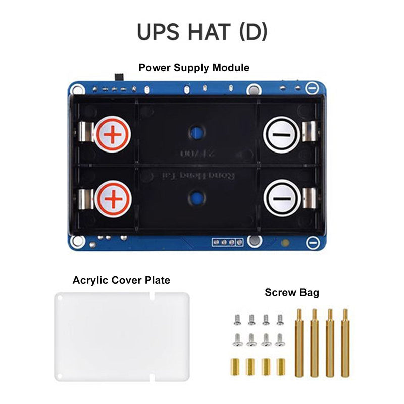 UPS HAT (D) Kit för Raspberry Pi 5V avbrottsfri strömförsörjningsmodul