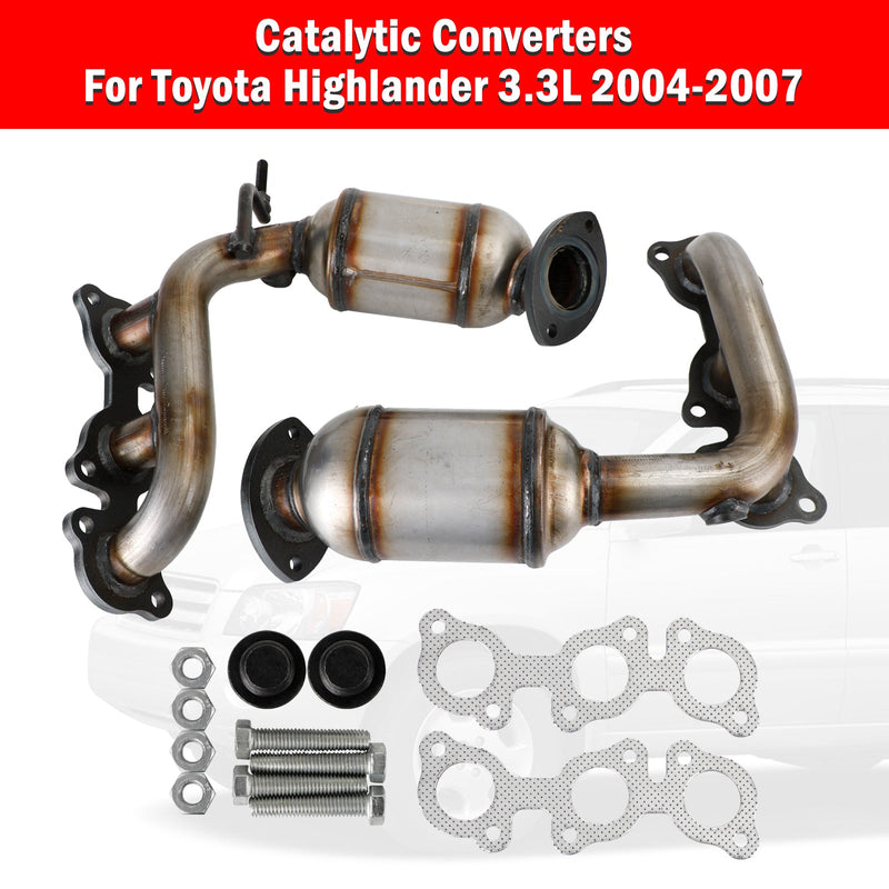 2004-2007 Toyota Highlander 3.3L Manifold Bank1 og BANK2 katalysatorer