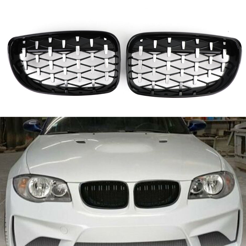 Kylargrill lämplig för BMW 1-serie E81 E87 E82 E88 128i 135i 2008-2012 Black & Chrome generic