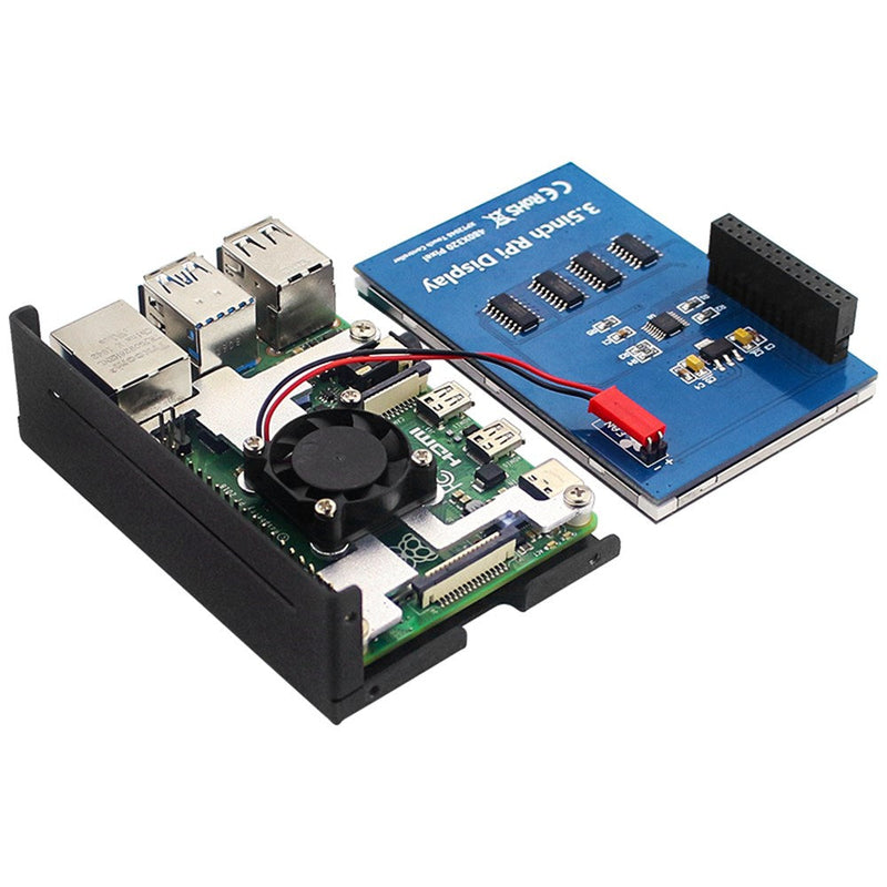 3,5-in-display aluminiumfodral + LCD-skärmjustering för Raspberry Pi 4 Model B