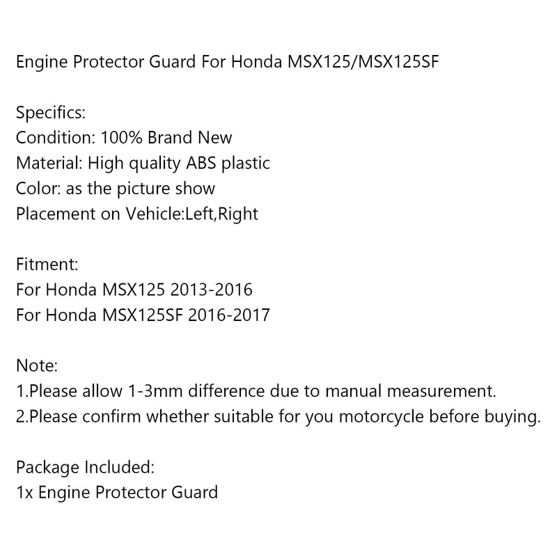 Película de proteção de motor de motocicleta para Honda MSX125SF 16-17 MSX125 13-16 Genérico