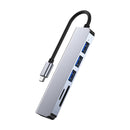 6 em 1 USB-C Tipo C Saída HD 4K USB 3.0 HD Adaptador HUB Doca multifuncional
