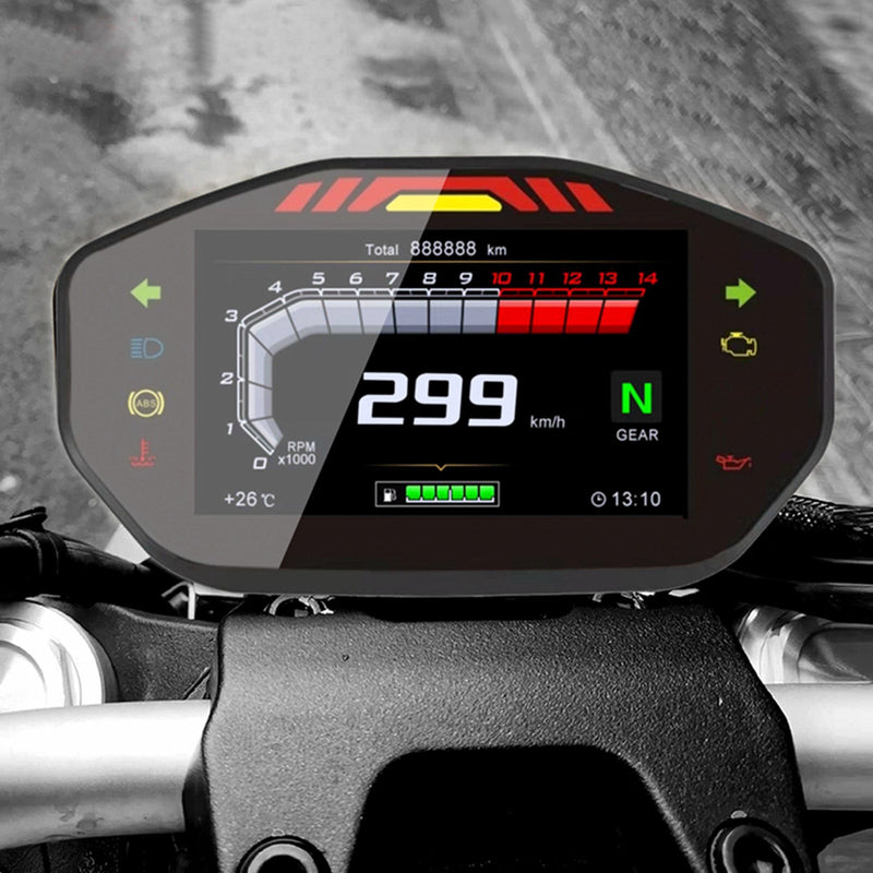 Universal-Motorrad-LCD-Drehzahl-Digitalanzeige Kilometerzähler Tachometer Hintergrundbeleuchtung generisch