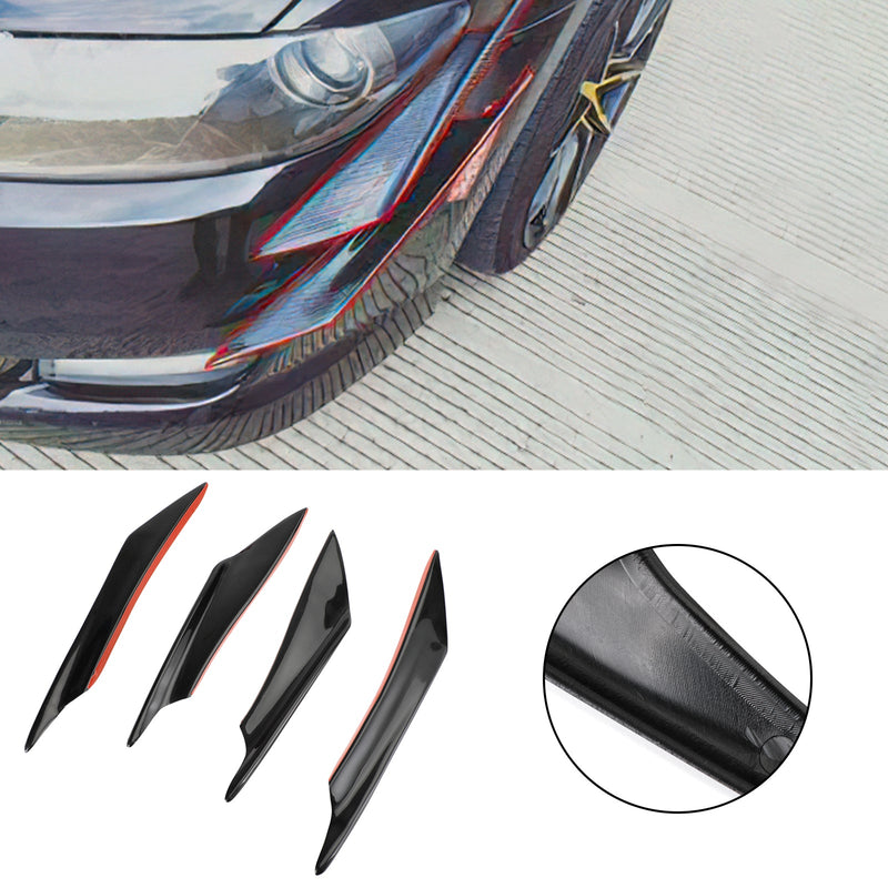 4 Stück Universal Car Front Bumper Flossen Body Splitter Spoiler Canards Gloss Black