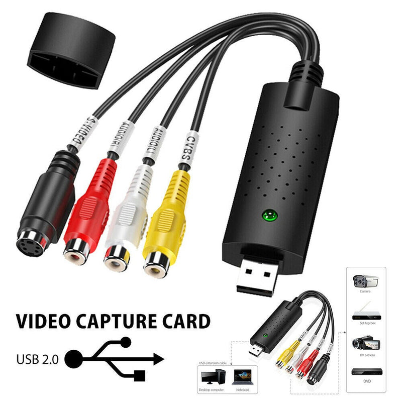 USB 2.0 Áudio TV Vídeo VHS para DVD VCR PC HDD Conversor Adaptador Placa de captura