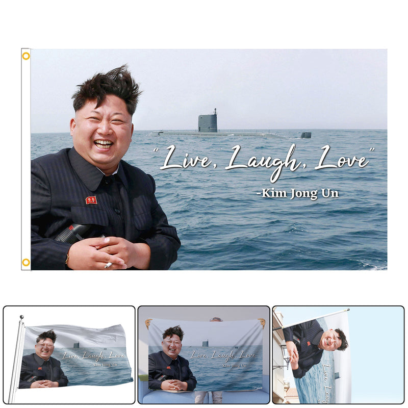 Kim Jong Un Live Laugh Love Banner Flagge 3x5FT Gartenflagge