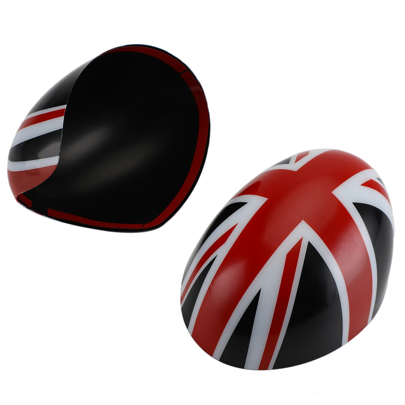 MINI Cooper R55 R56 R57 2 x Union Jack UK Flag peilisuojukset musta/punainen