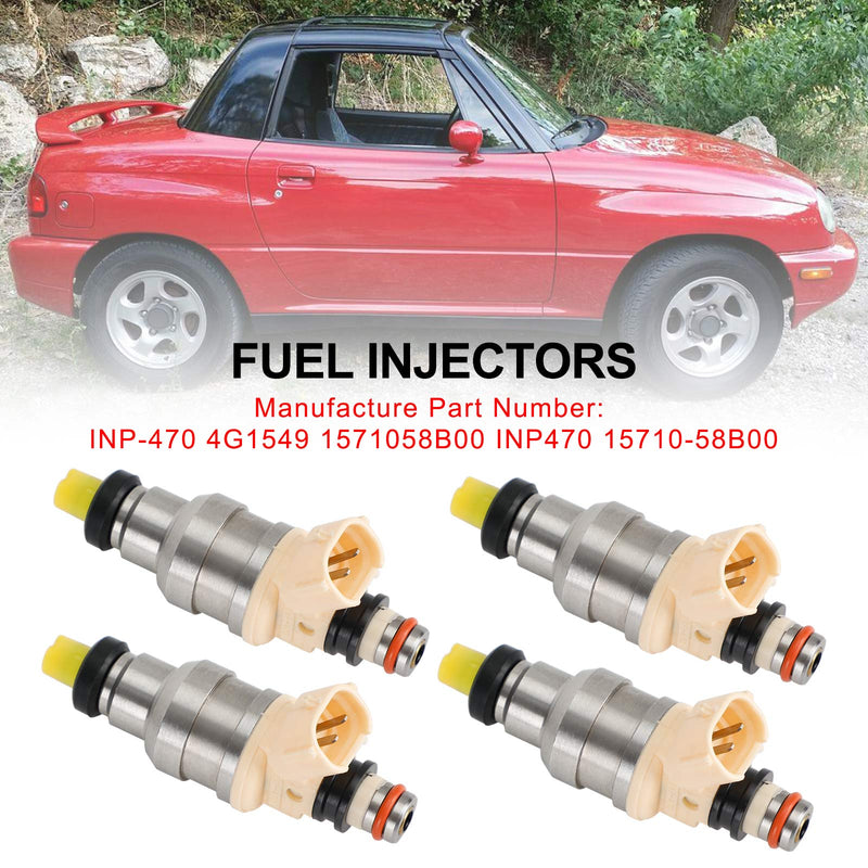 4 inyectores de combustible Suzuki Sidekick X-90 1.6L compatibles con Chevy Tracker INP-470