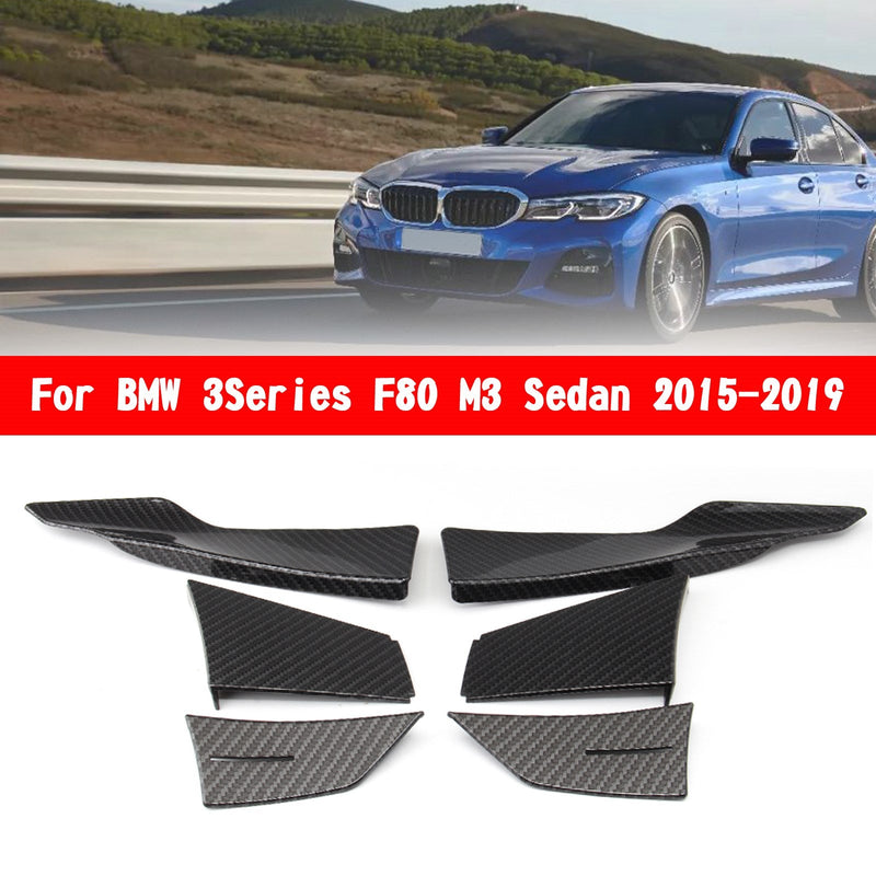 Alerón de cuerpo de aleta divisor de labio delantero de fibra de carbono para BMW Serie 3 F80 M3 15-19 genérico