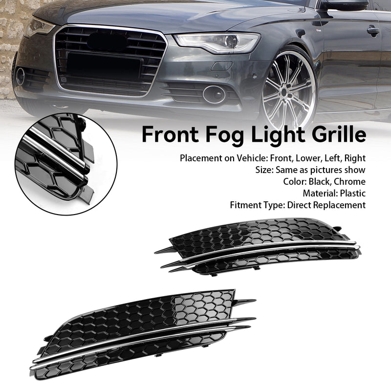 2ST främre dimljusskydd Bezel Grill Grill Passar Audi A6 4G C7 2012-2015