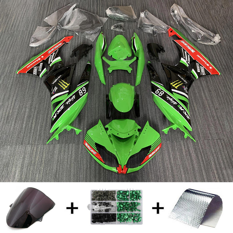 Amotopart kåpa set för Kawasaki ZX6R 636 2009-2012, kropp, plast, ABS