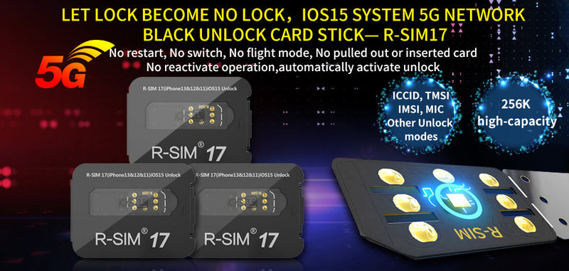 Uppgradera RSIM 17 Nano Unlock Card för iPhone 13 Pro 12 Pro Max X XS Max 8 iOS 15