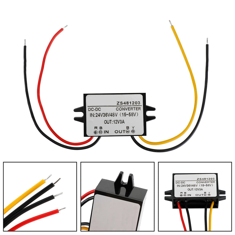 Vanntett DC-DC omformer 24V 36V 48V trinn ned til 12V strømforsyningsmodul