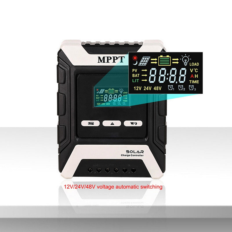 60A solcellsladdningsregulator med automatisk MPPT-teknik och LCD-färgskärm