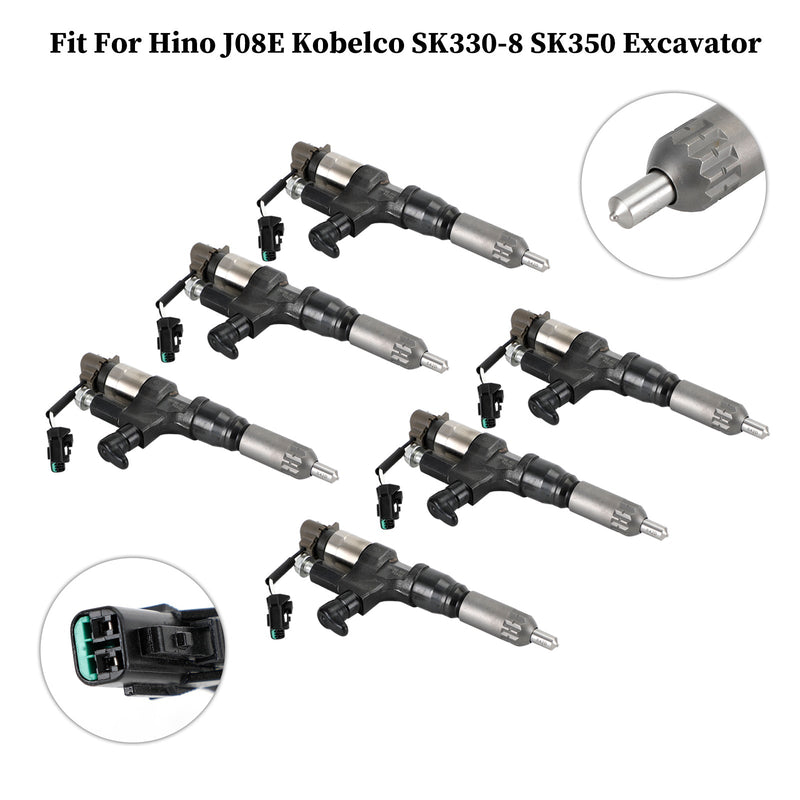 1984-2018 Hino J08E Kobelco 3.8 4.7 Diesel 6PCS Inyectores de combustible 095000-6593