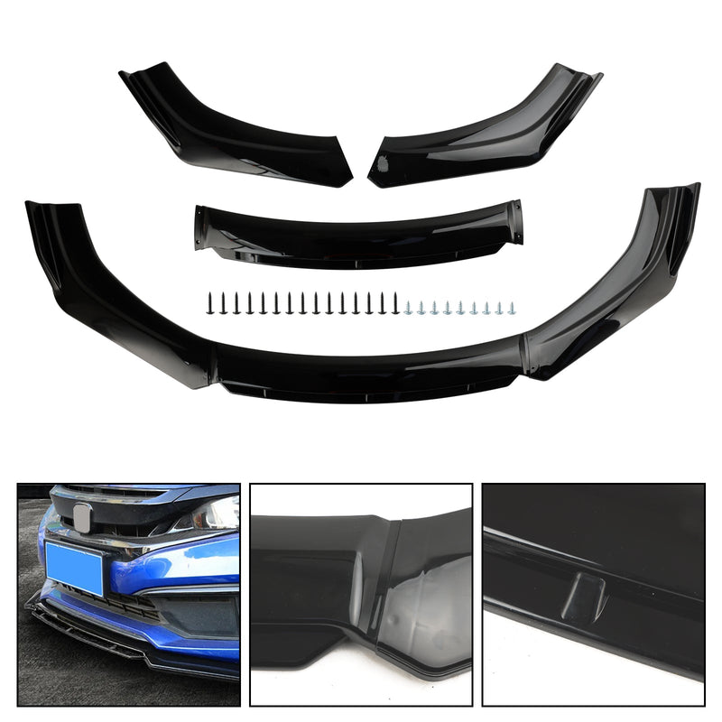 4 delar Universal Car Front Bumper Lip Body Set Splitter Diffuser Protector Black