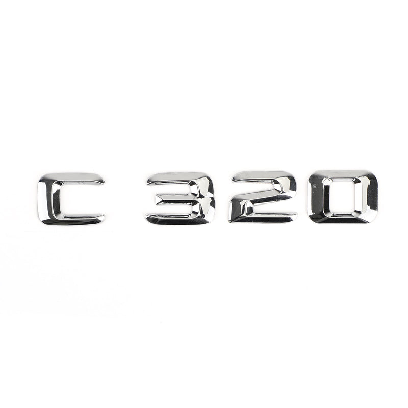 Heck -Trunk -Emblem -Badge -Namenschildscheibe -Buchstaben Zahlen passen Mercedes C320 Chrom