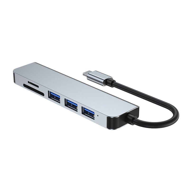 6 i 1 USB-C Type C HD-utgang 4K USB 3.0 HD Adapter HUB Multifunksjonsdokking