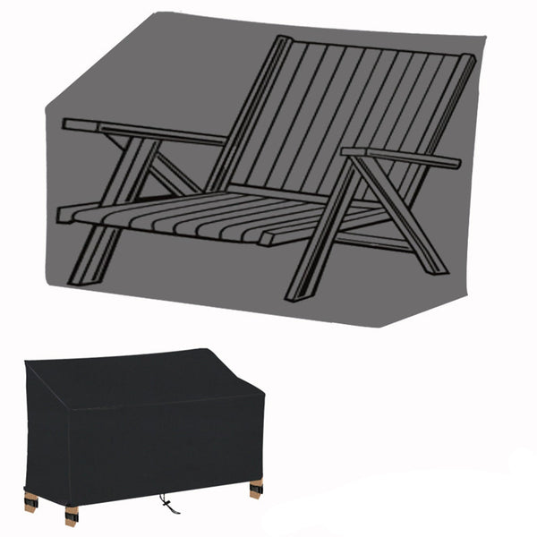 Sofá de jardín al aire libre resistente impermeable negro cubierta de asiento de banco de 2/3/4 plazas