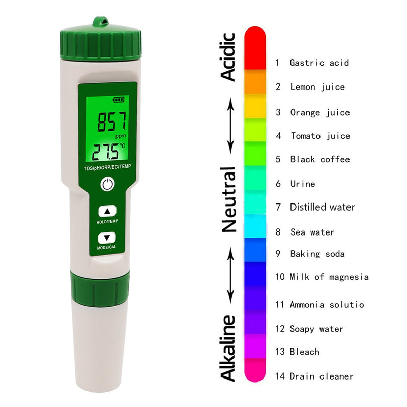 5 in 1 Digital PH TDS EC ORP Temperatur Wasserqualität Tester Meter Test Tool