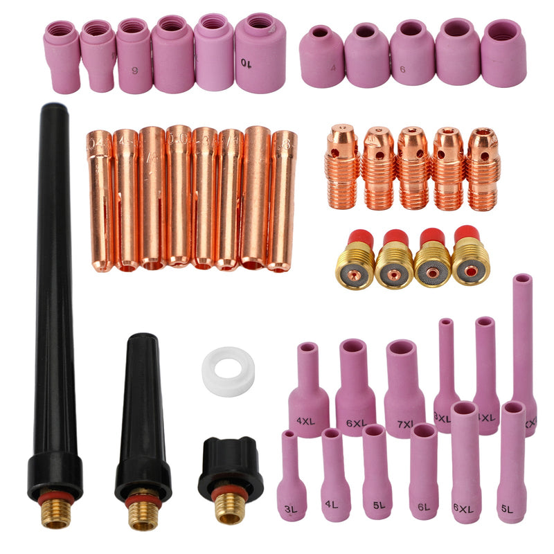 46 pçs Tig Lente Gás Collet Corpo Diferentes Tamanhos Fit Tig Tocha de Solda Wp9 20 25