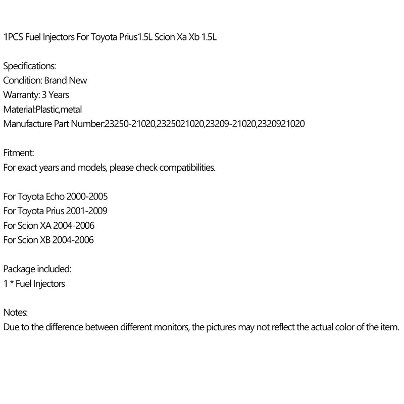 1 Uds inyectores de combustible para Toyota Prius1.5L Scion Xa Xb 1.5L 23250-21020 genérico