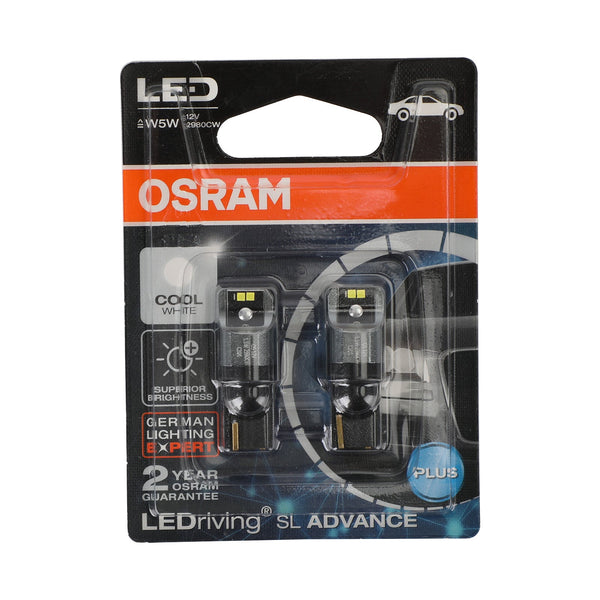2x para lâmpadas auxiliares de carro OSRAM 2980CW LED W5W 12V1.5W W2.1X9.5D AL