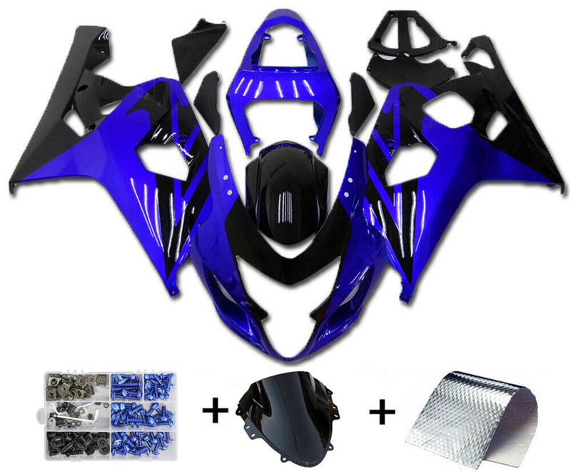 Kit de plástico de inyección de carenado azul negro para Suzuki GSXR600/750 2004-2005