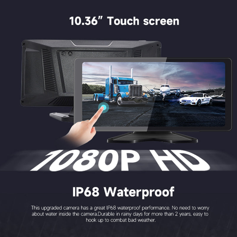 10,36 tuuman 1600 x 720 IPS Quantum Screen Touch matkailuautoille, kuorma-autoille, linja-autoille + 4 taustakameraa