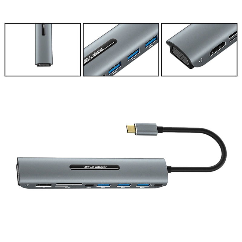 9-in-1 USB-C-telakointiasema 4K HD VGA PD100W MacBook Type-C -kannettaville