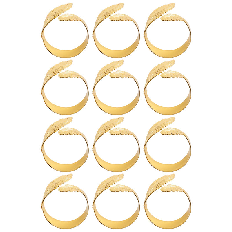 12PCS Serviettenringe Blatt Serviettenhalter Adornmen Legierung Golden