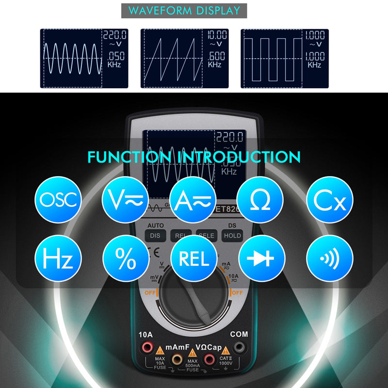 ET826 2 em 1 Digital Smart Osciloscópio Multímetro CA/CC Tensão